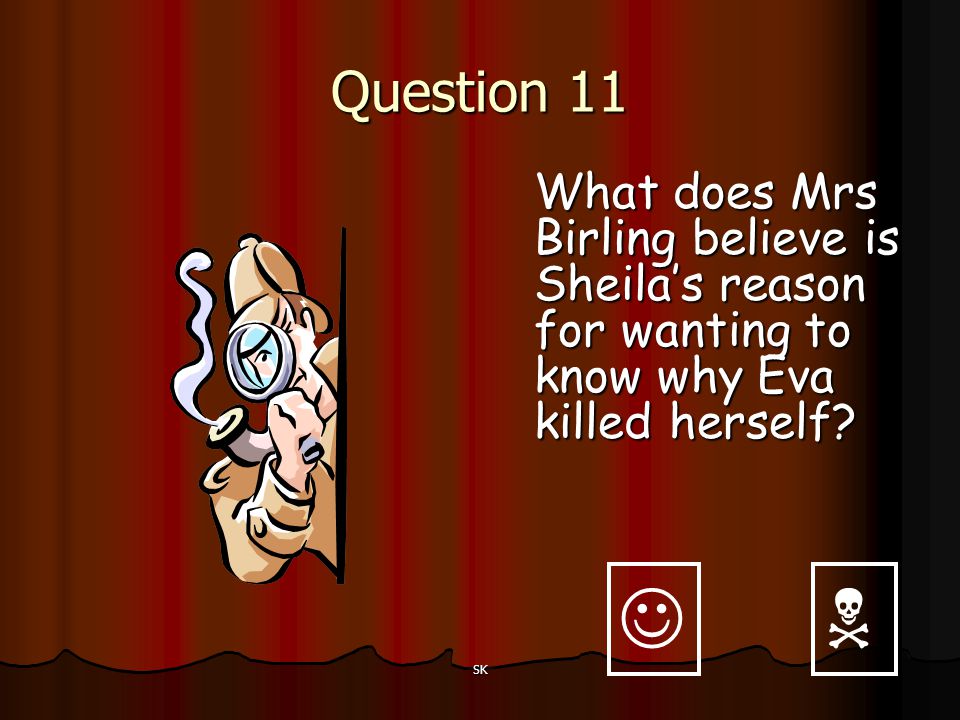 Question 11 What does Mrs Birling believe is Sheila’s reason for wanting to know why Eva killed herself