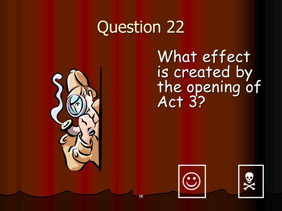 Question 22 What effect is created by the opening of Act 3   SK