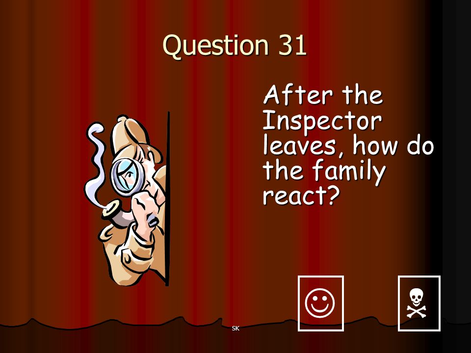   Question 31 After the Inspector leaves, how do the family react
