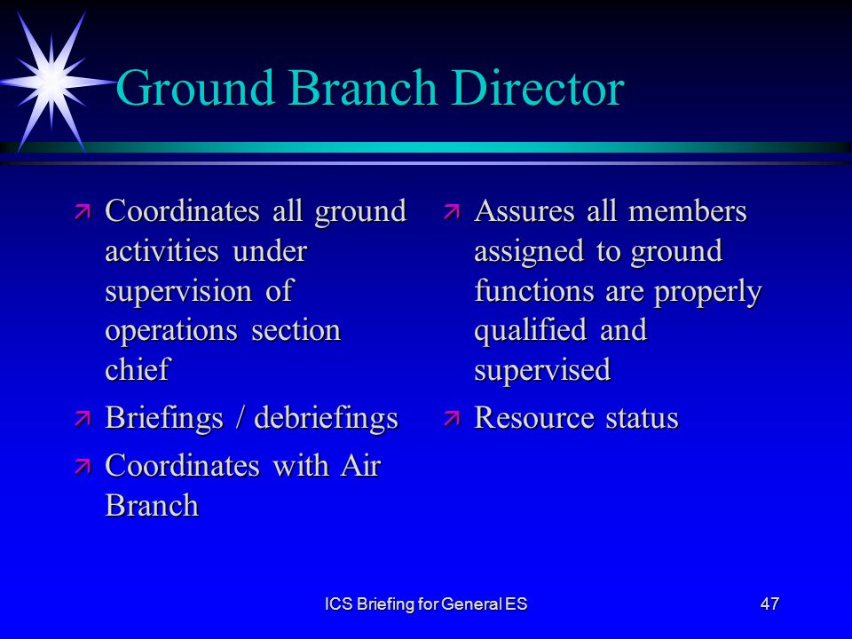Ground Branch Director