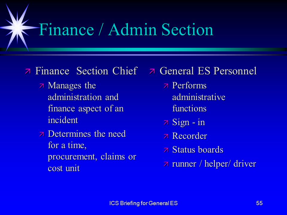 Finance / Admin Section