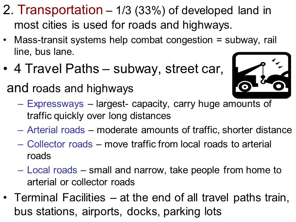 4 Travel Paths – subway, street car, and roads and highways