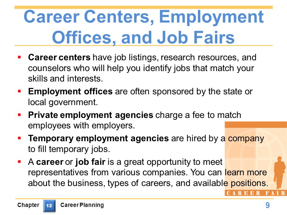 Career Centers, Employment Offices, and Job Fairs