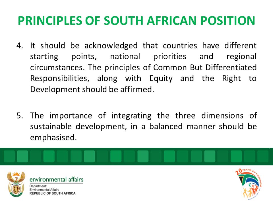 PRINCIPLES OF SOUTH AFRICAN POSITION