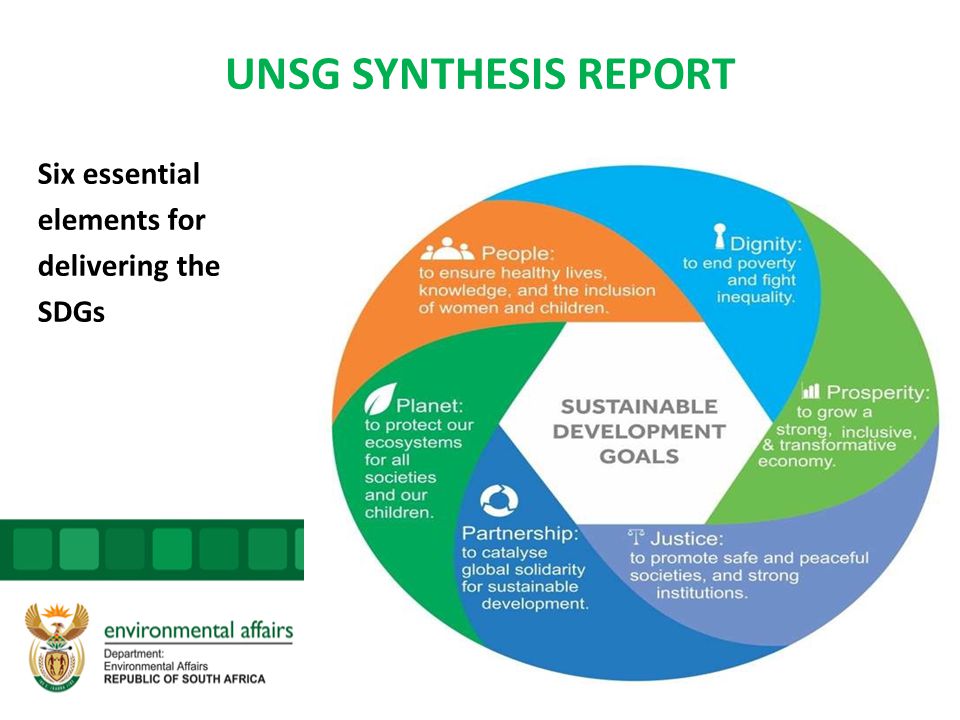 UNSG SYNTHESIS REPORT Six essential elements for delivering the SDGs