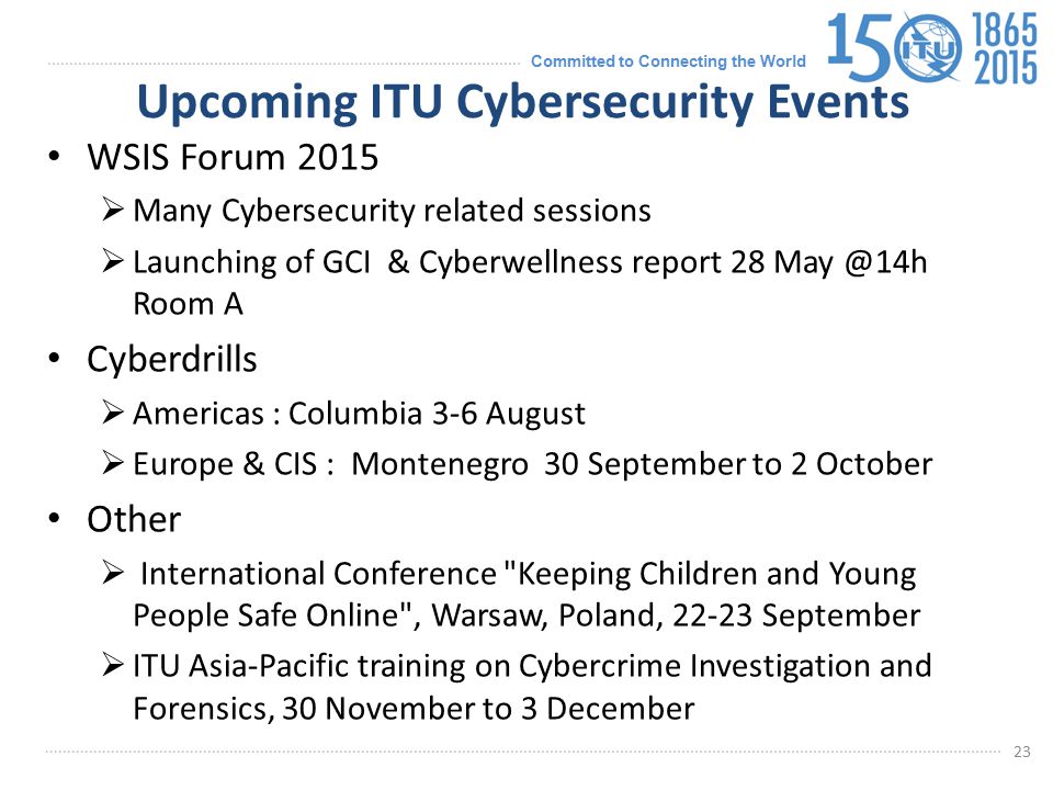 Upcoming ITU Cybersecurity Events