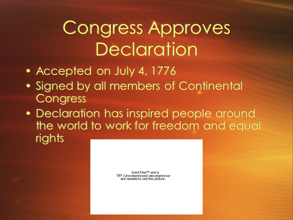 Congress Approves Declaration