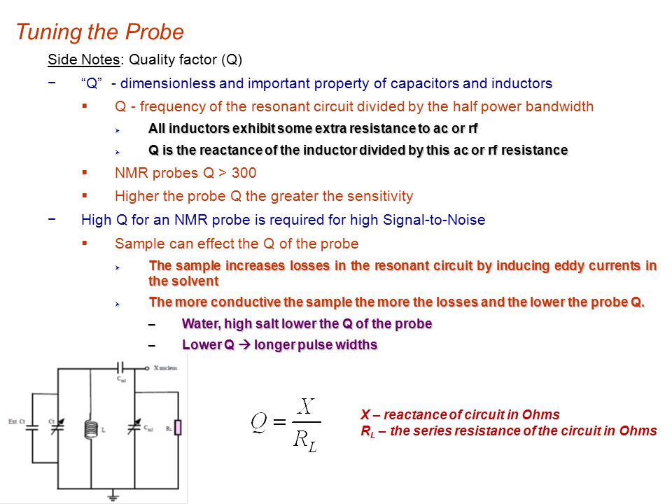 Tuning the Probe Side Notes: Quality factor (Q)