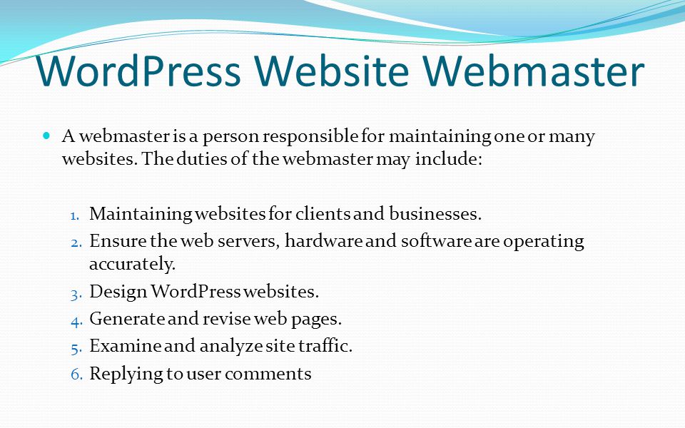 WordPress Website Webmaster