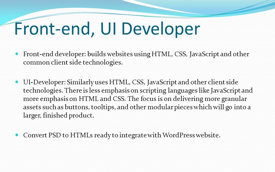 Front-end, UI Developer