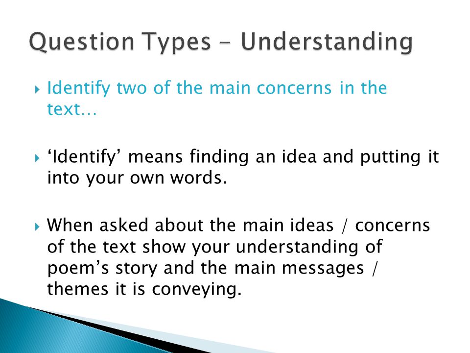 Question Types - Understanding