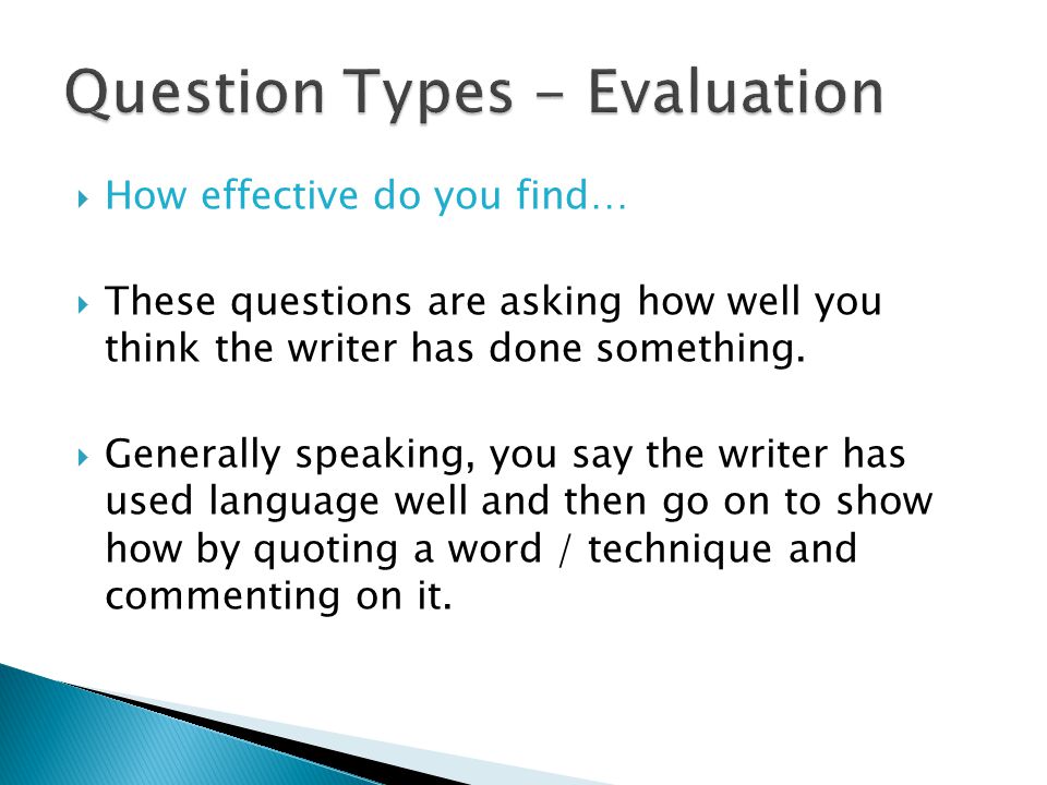 Question Types - Evaluation