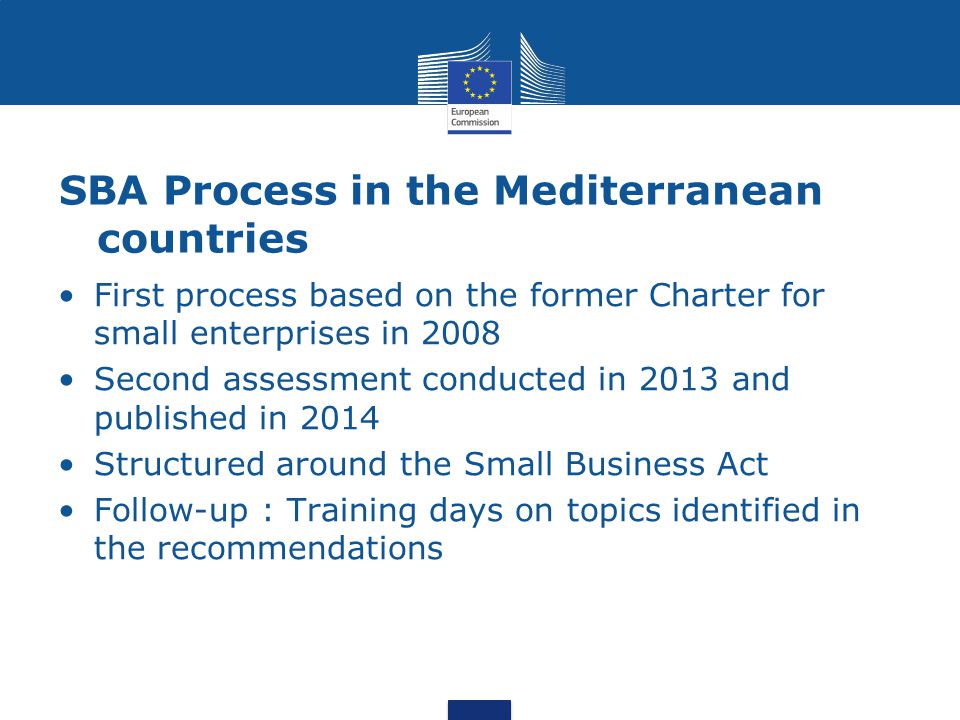 SBA Process in the Mediterranean countries