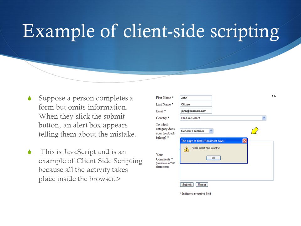 Example of client-side scripting