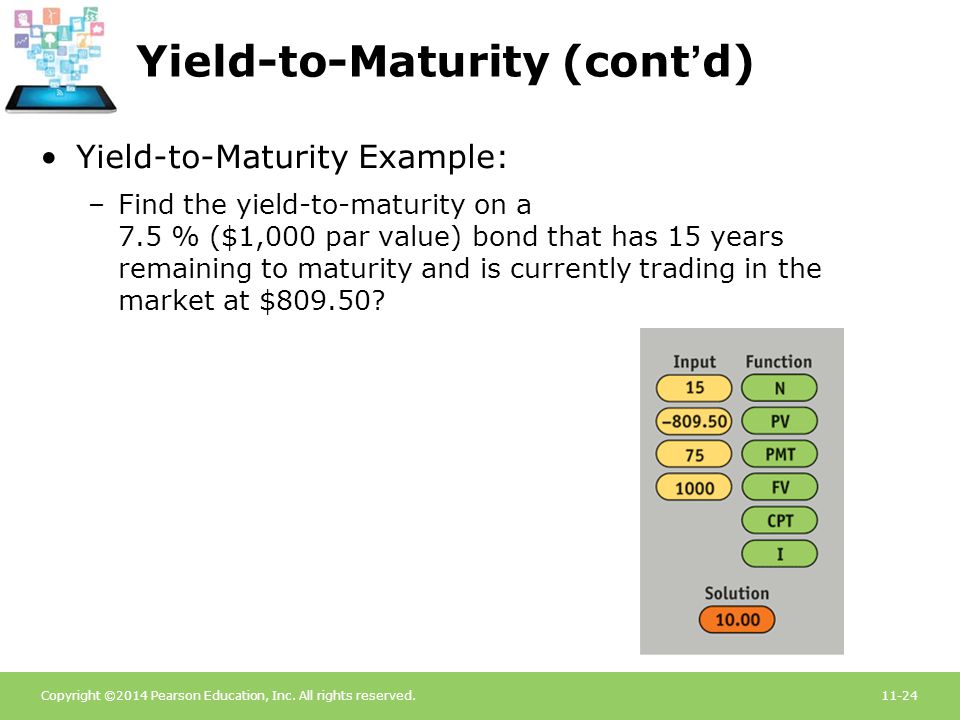 Yield-to-Maturity (cont’d)