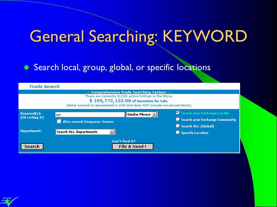 General Searching: KEYWORD