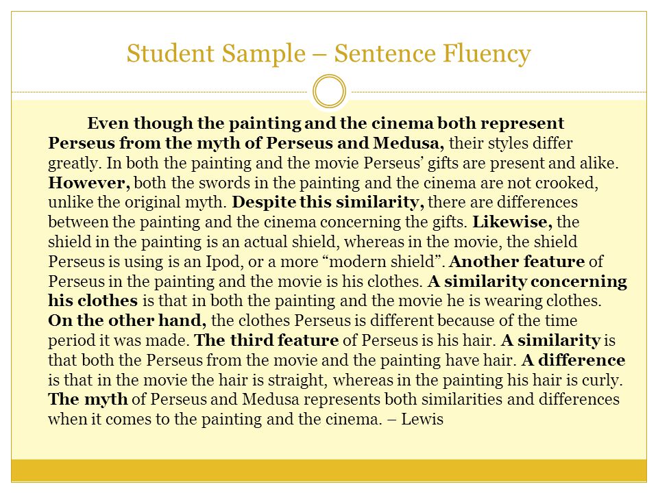 Student Sample – Sentence Fluency