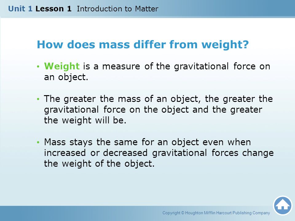 How does mass differ from weight