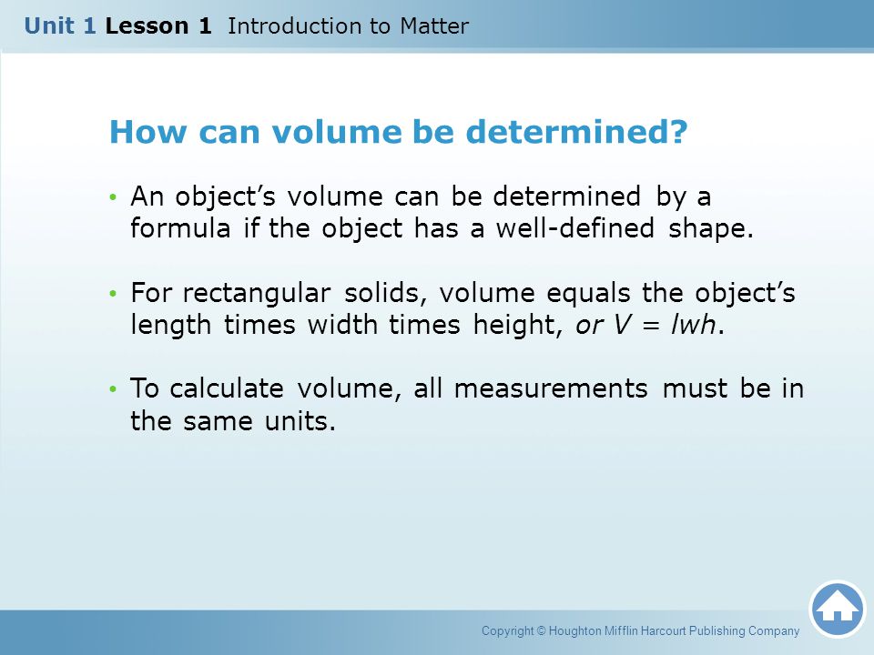 How can volume be determined