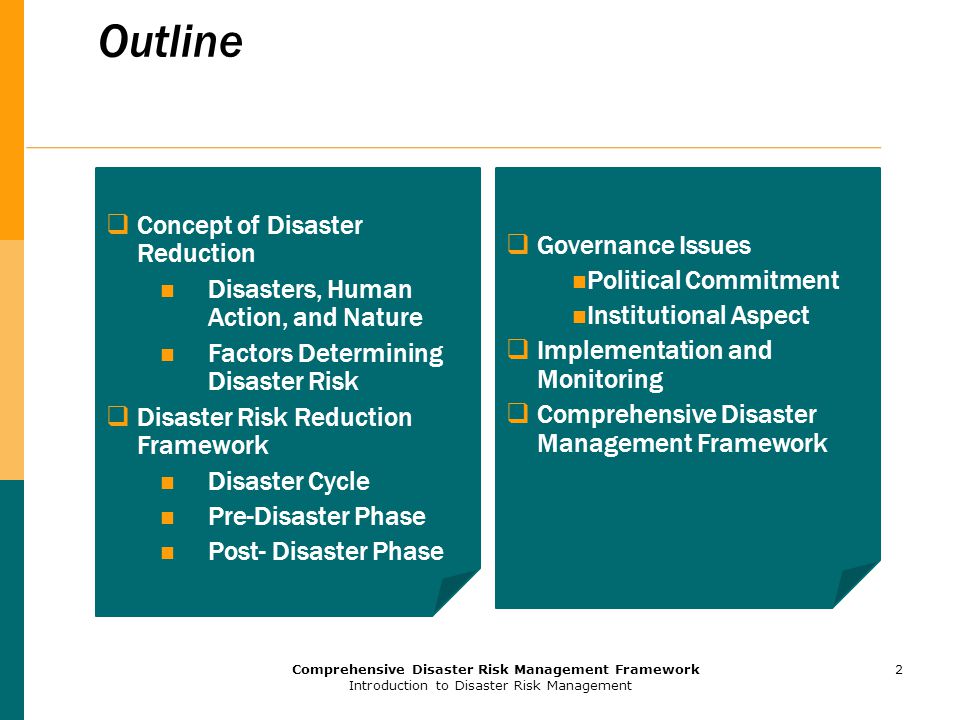 Outline Concept of Disaster Reduction Governance Issues
