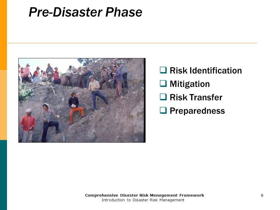 Pre-Disaster Phase Risk Identification Mitigation Risk Transfer