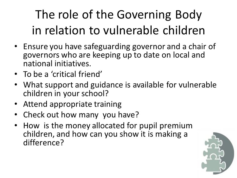 The role of the Governing Body in relation to vulnerable children