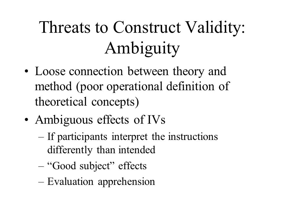 Threats to Construct Validity: Ambiguity