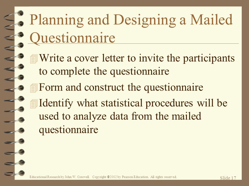 Planning and Designing a Mailed Questionnaire