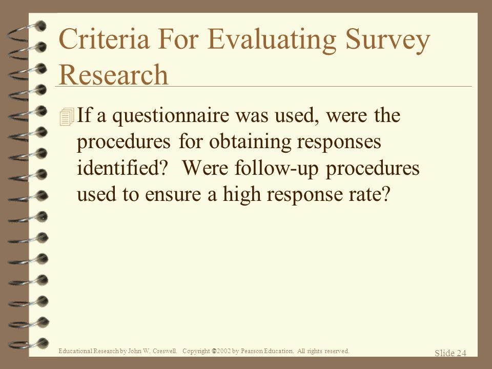 Criteria For Evaluating Survey Research