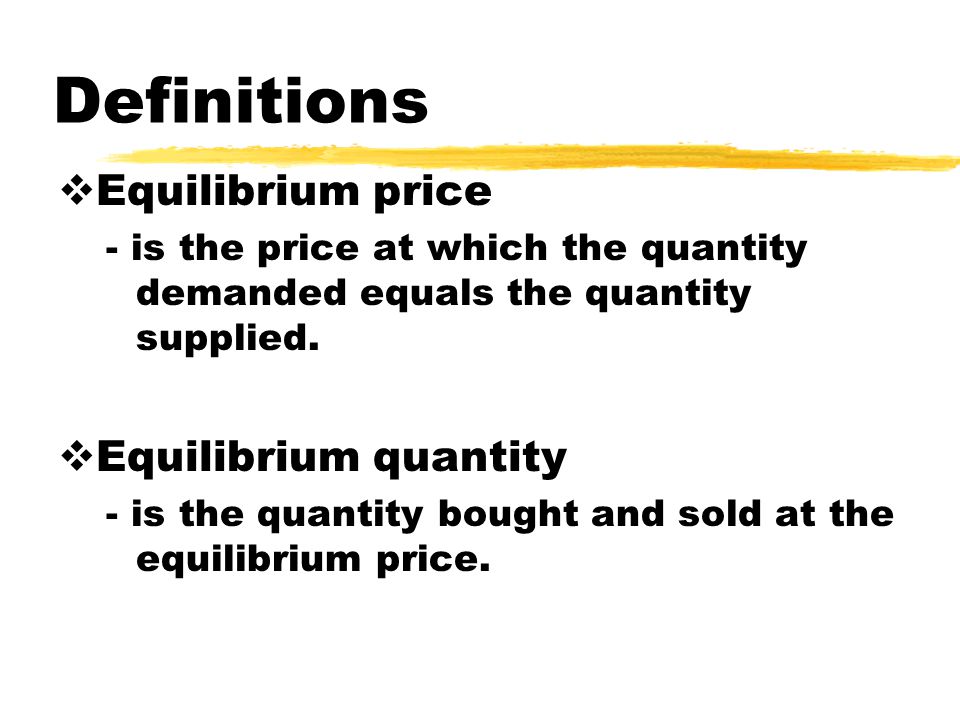 Definitions Equilibrium price Equilibrium quantity