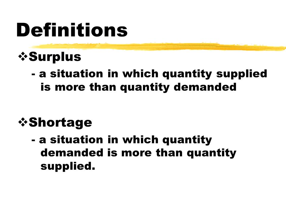 Definitions Surplus Shortage