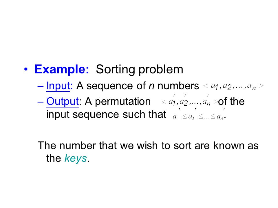 Example: Sorting problem