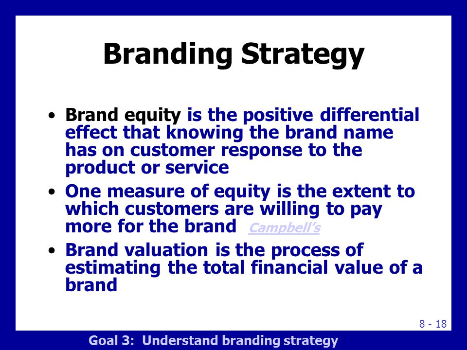 Branding Strategy Brands with strong equity have many competitive advantages: High consumer awareness.