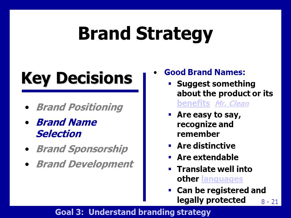 Brand Strategy Key Decisions Manufacturer brands