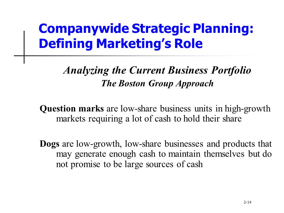 Companywide Strategic Planning: Defining Marketing’s Role