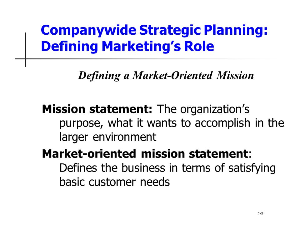 Companywide Strategic Planning: Defining Marketing’s Role