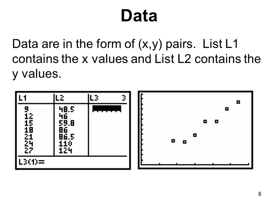 Data Data are in the form of (x,y) pairs.