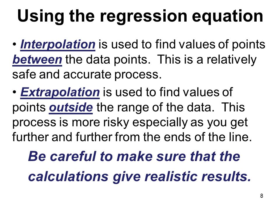 Using the regression equation