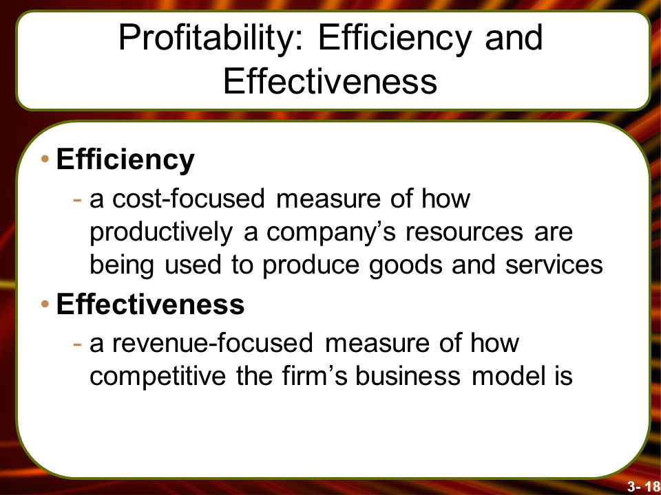Profitability: Efficiency and Effectiveness
