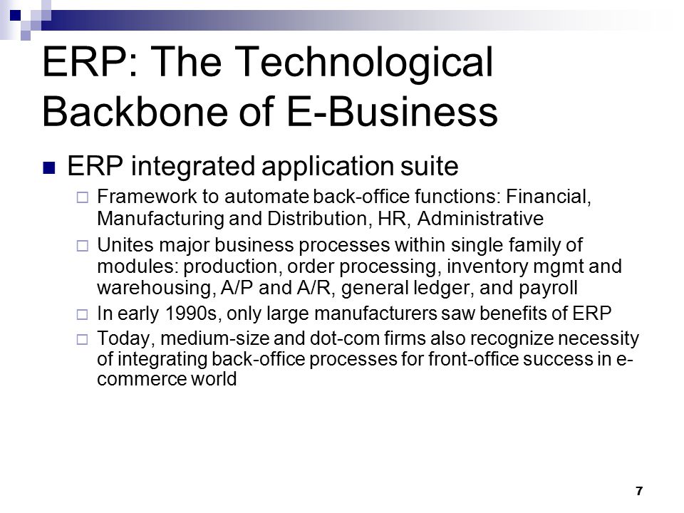 ERP: The Technological Backbone of E-Business
