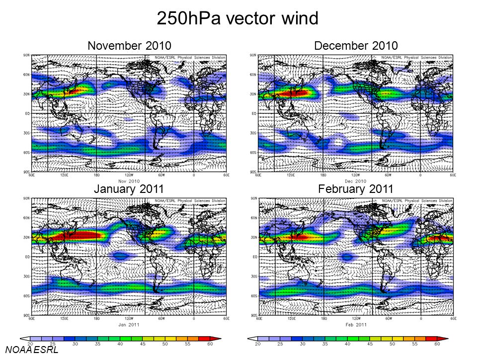 250hPa vector wind November 2010 December 2010 January 2011