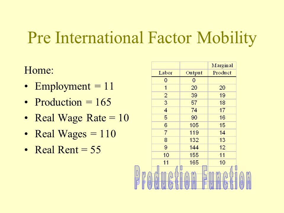 Pre International Factor Mobility