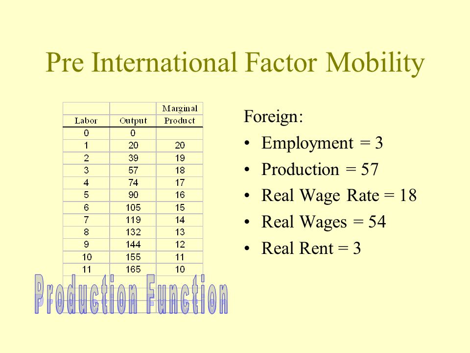 Pre International Factor Mobility