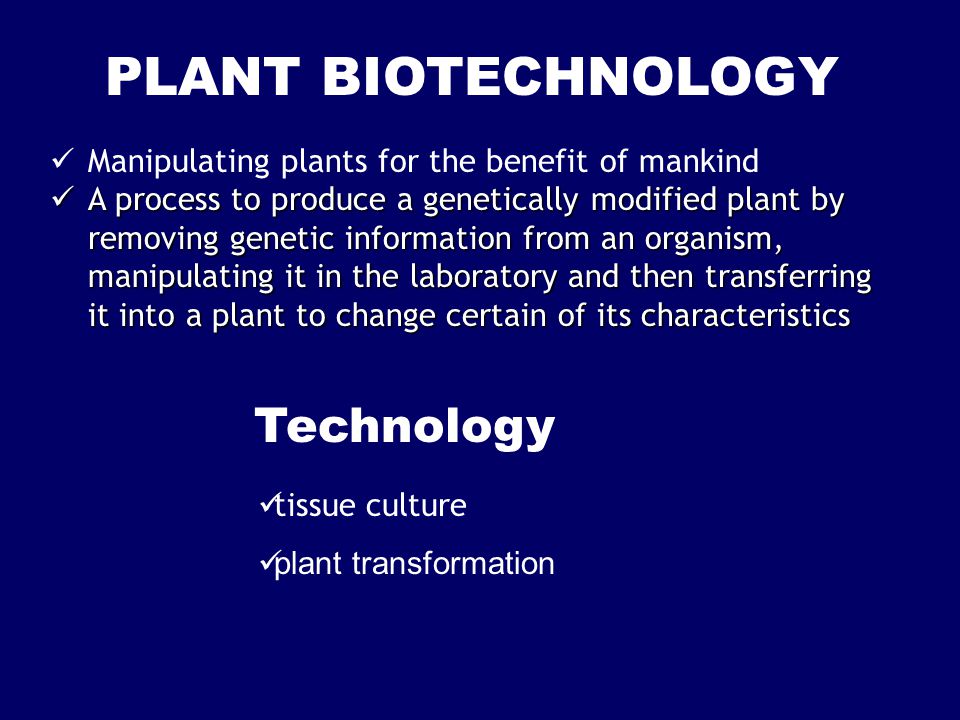 PLANT BIOTECHNOLOGY Technology