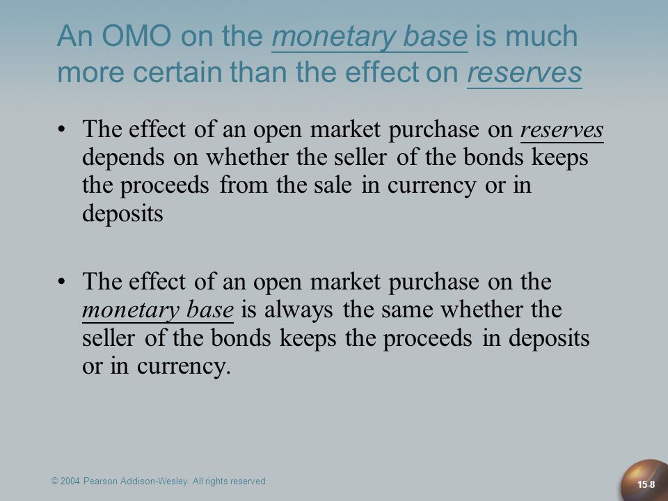 An OMO on the monetary base is much more certain than the effect on reserves
