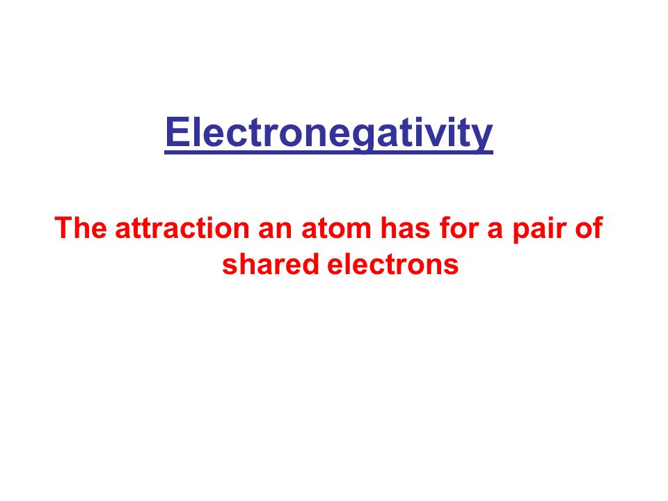 The attraction an atom has for a pair of shared electrons