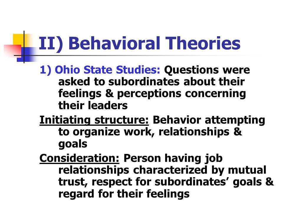 II) Behavioral Theories