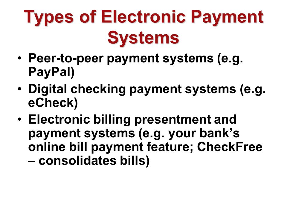 Types of Electronic Payment Systems
