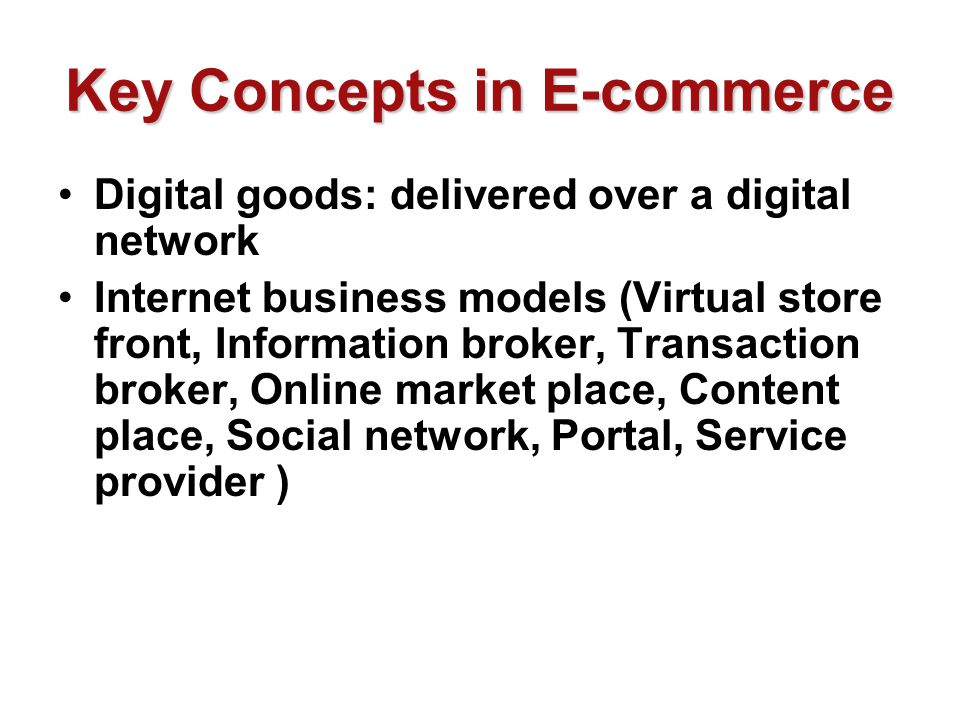 Key Concepts in E-commerce