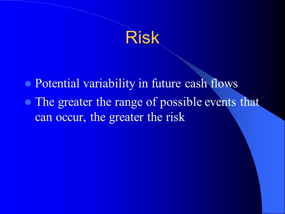 Risk Potential variability in future cash flows